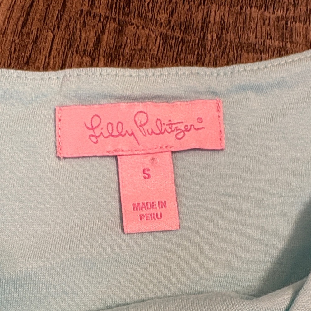 Lilly Pulitzer Light Blue Aqua Off-Shoulder Blouse Ruffle Cold Shoulder Modal - Picture 2 of 5